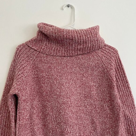 NINE WEST Cowlneck Sweater Mauve Pink White Marled Heather Cowl Neck Puff Sleeve - Picture 3 of 13